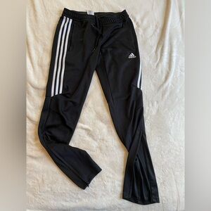 Adidas men’s Black Joggers with White Stripes